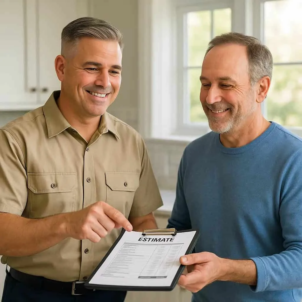 Smart Home Air & Heat HVAC technician explaining air quality results to Orlando homeowner