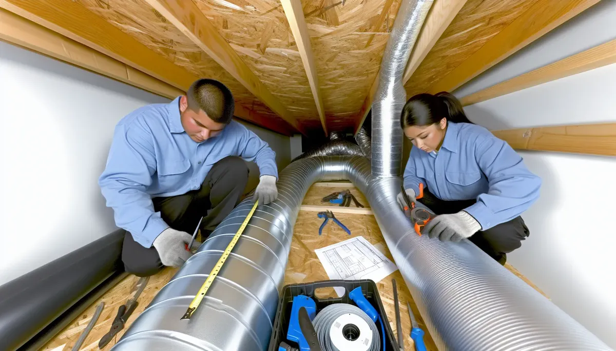 HVAC technicians custom-building and installing ductwork in UCF area home
