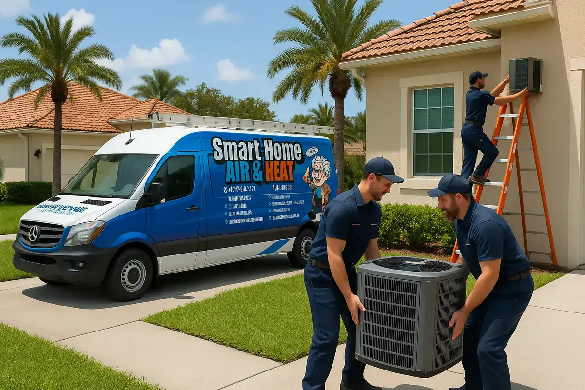 Smart Home Air & Heat owner Chris overseeing new AC installation